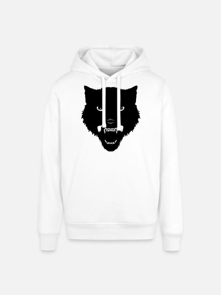 black wolf head - Stanley/Stella SOUNDER Unisex Hoodie - white