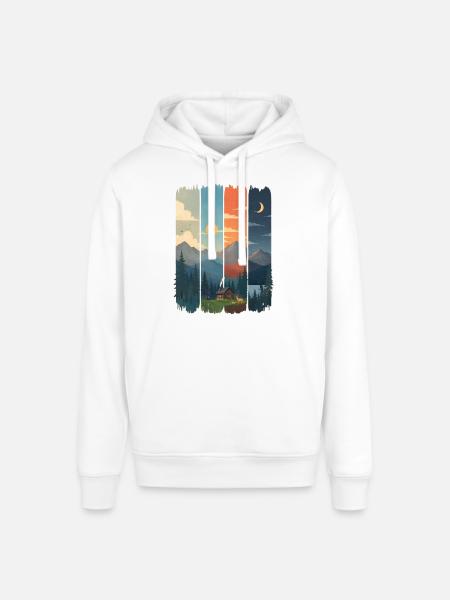 Horizons in four mountain panels - Stanley/Stella SOUNDER Unisex Hoodie - white