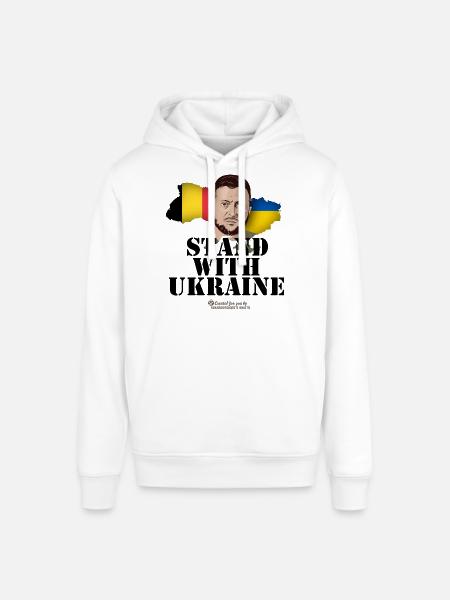 Ukraine Belgium Stand with Ukraine - Stanley/Stella SOUNDER Unisex Hoodie - white