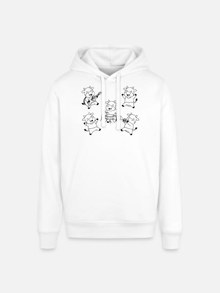 Sød ko-band musikfest-tegneserie - Stanley/Stella SOUNDER unisex hoodie - hvid
