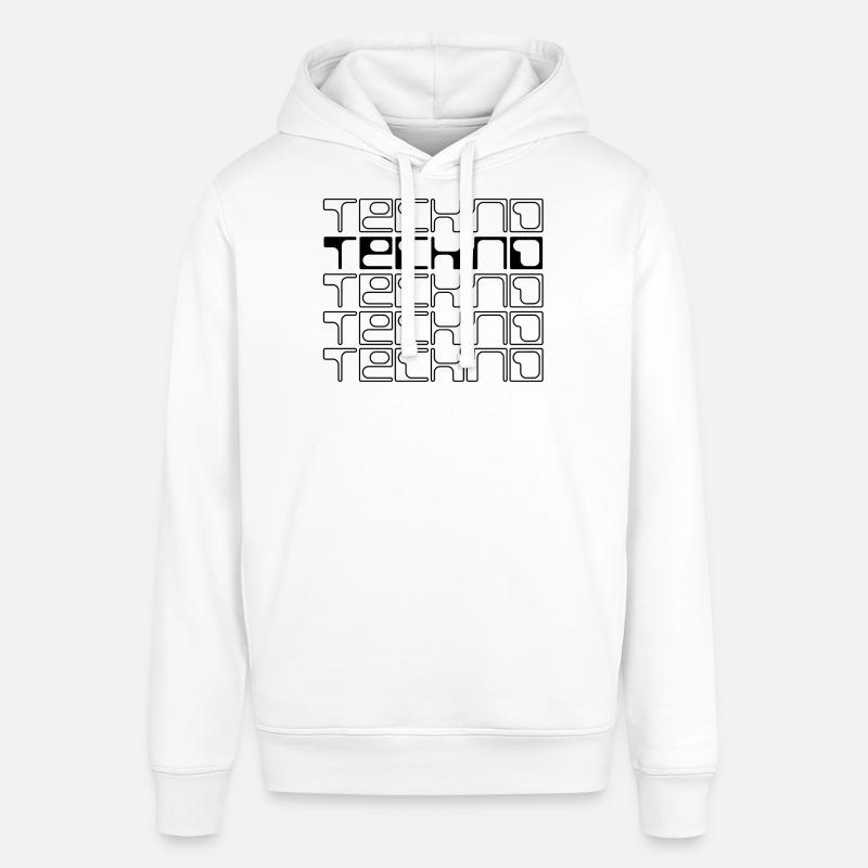 technomusikk geometrisk logodesign - Stanley/Stella SOUNDER økologisk unisex-hettegenser - hvit