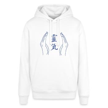 Hände mit Reiki Zeichen - Energetiker - Stanley/Stella Unisex Hoodie SOUNDER - Weiß - Vorne - Alina (178cm) & Michal (187cm)