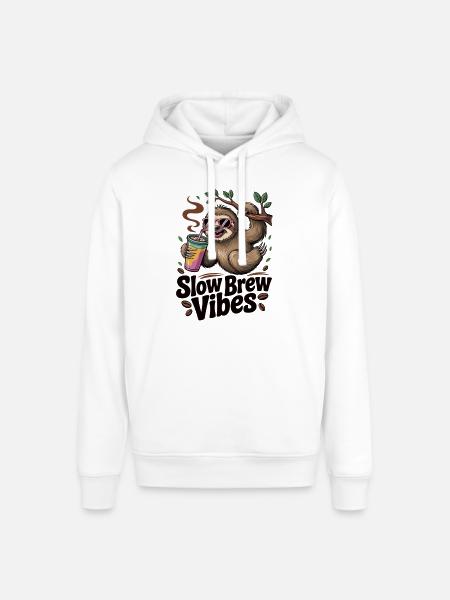 Slow Brew – Sloth Style - Stanley/Stella SOUNDER Unisex Hoodie - white