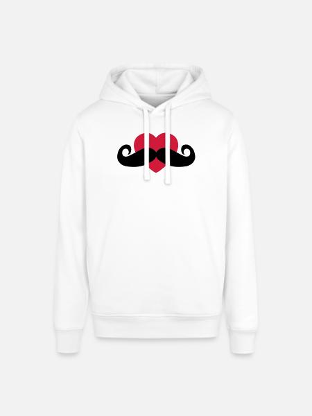 heart moustache / love moustache - Stanley/Stella SOUNDER Unisex Hoodie - white