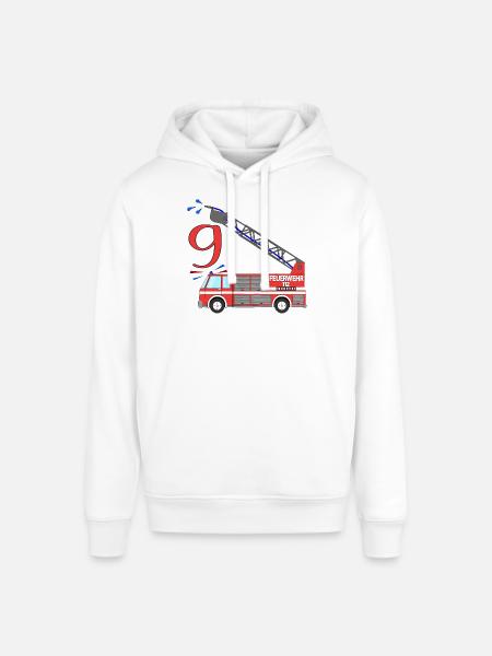 Fire engine 9th birthday - Stanley/Stella SOUNDER Unisex Hoodie - white
