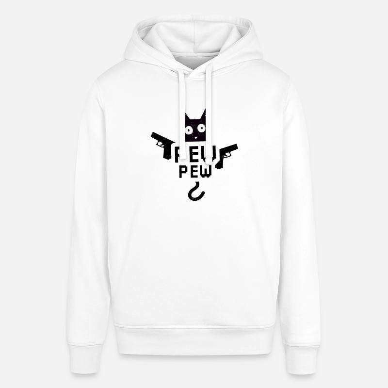 Chat Pew Pew Cat Meme - Sweat à capuche SOUNDER Stanley/Stella Unisexe - blanc