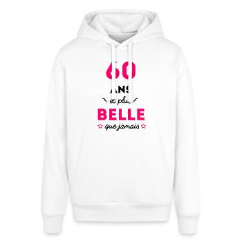 60 ans et plus belle que jamais anniversaire - Sweat à capuche SOUNDER Stanley/Stella Unisexe - blanc - Devant - Alina (178cm) & Michal (187cm)