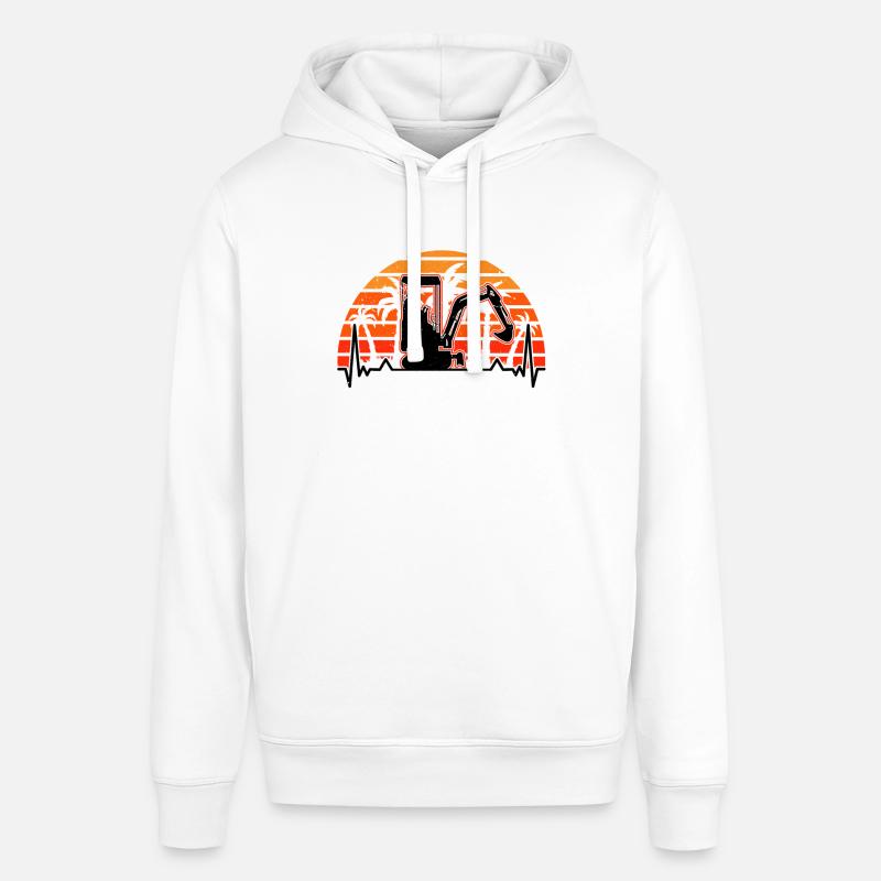 Baggerführer Herzschlag Retro Bagger Baggerfahrer - Stanley/Stella Unisex Hoodie SOUNDER - Weiß