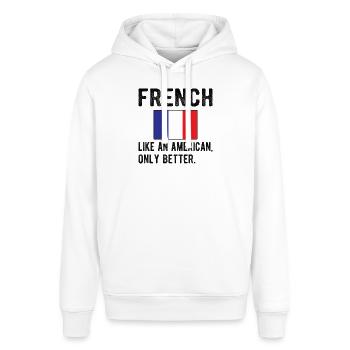 Français France Drapeau Français origine - Sweat à capuche SOUNDER Stanley/Stella Unisexe - blanc - Devant - Alina (178cm) & Michal (187cm)