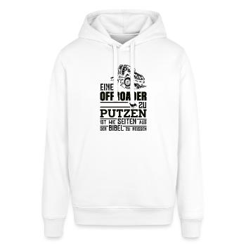 Geländewagen Dachzelt Matsch Allrad Reisefahrzeug - Stanley/Stella Unisex Hoodie SOUNDER - Weiß - Vorne - Alina (178cm) & Michal (187cm)