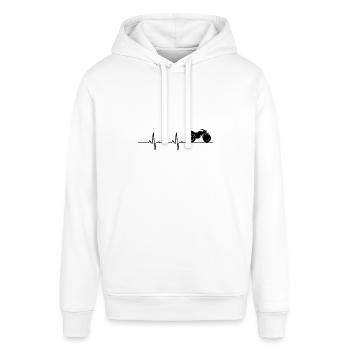 Motorrad Herzschlag - Stanley/Stella Unisex Hoodie SOUNDER - Weiß - Vorne - Alina (178cm) & Michal (187cm)