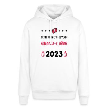 grossesse grand-mère femme devenir grand-mère 2023 - Sweat à capuche SOUNDER Stanley/Stella Unisexe - blanc - Devant - Alina (178cm) & Michal (187cm)