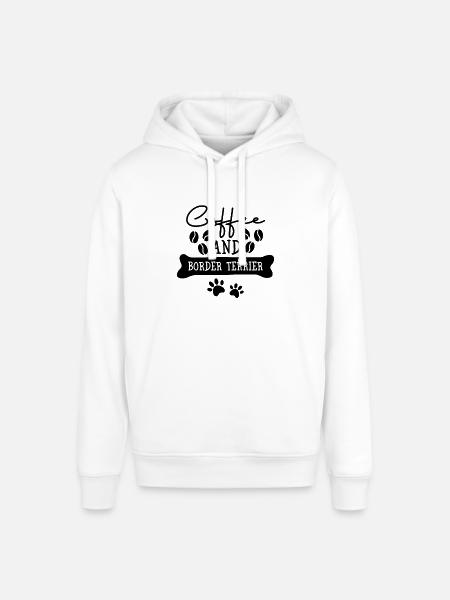 Coffee and Border Terrier - Stanley/Stella SOUNDER Unisex Hoodie - white