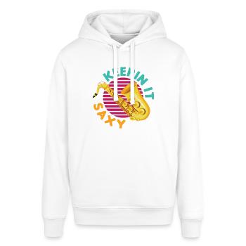 Keepin' It Saxy Funny For Saxophone Player - Stanley/Stella Unisex Hoodie SOUNDER - Weiß - Vorne - Alina (178cm) & Michal (187cm)