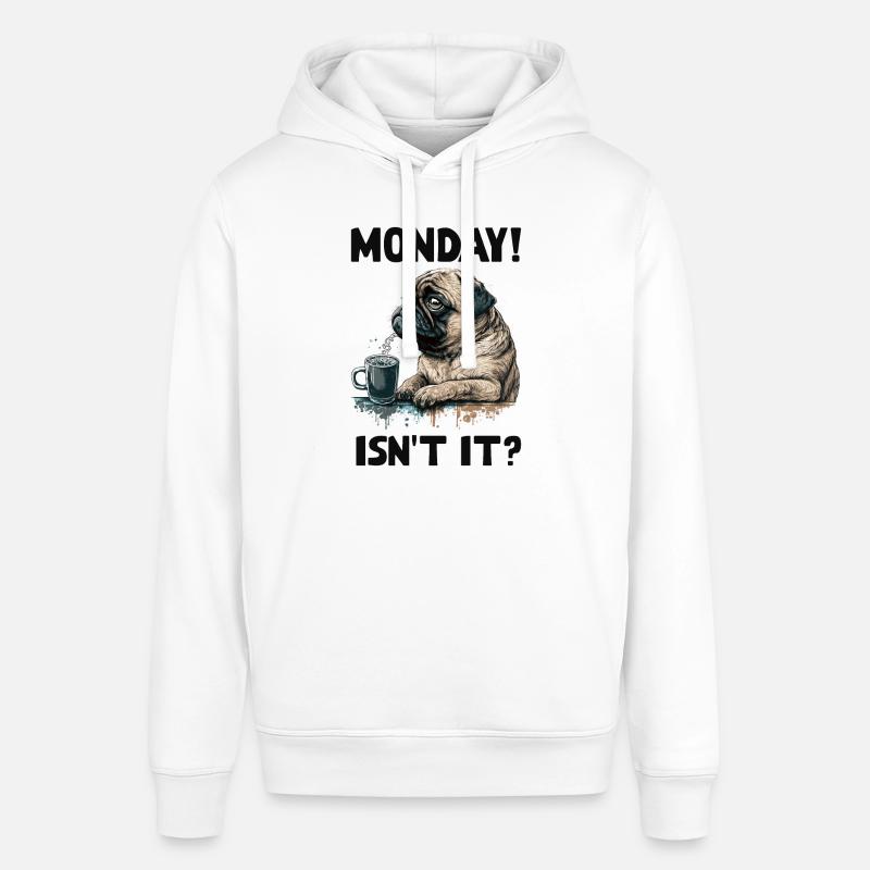 Lundi! N’est-ce pas? Chien carlin - Sweat à capuche SOUNDER Stanley/Stella Unisexe - blanc