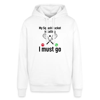 My Squash Racket is calling, I must go - Funny Squ - Stanley/Stella SOUNDER Unisex Hoodie - white - Front - Alina (178cm) & Michal (187cm)