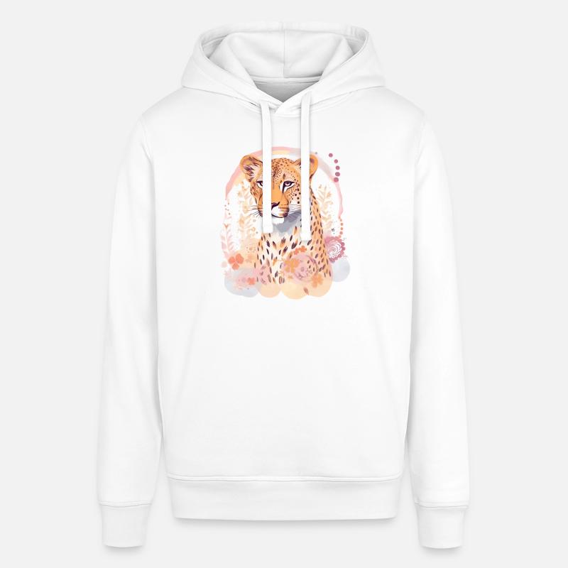 Guépard Fleurs de guépard - Sweat à capuche SOUNDER Stanley/Stella Unisexe - blanc