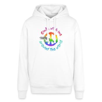 »Smile with Me – Around the World« - Stanley/Stella Unisex Hoodie SOUNDER - Weiß - Vorne - Alina (178cm) & Michal (187cm)