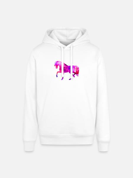 Horse Funny Animals Blue-Pink Watercolor Tee Shirt Kin - Stanley/Stella SOUNDER Unisex Hoodie - white