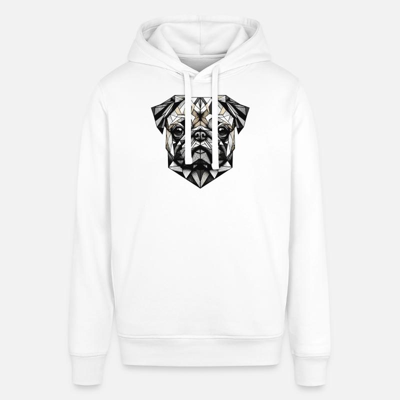 Mops Hund Geometrisch Geschenkidee - Stanley/Stella Unisex Hoodie SOUNDER - Weiß