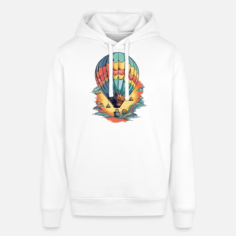 Montgolfière et coucher de soleil - Sweat à capuche SOUNDER Stanley/Stella Unisexe - blanc