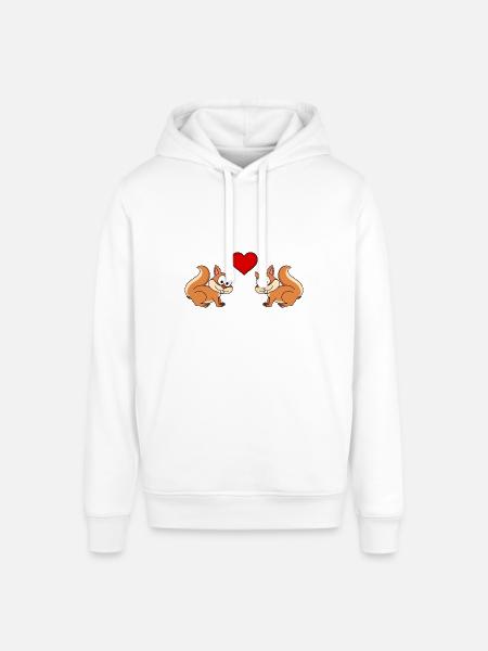Squirrel Comic Couple Love - Stanley/Stella SOUNDER Unisex Hoodie - white
