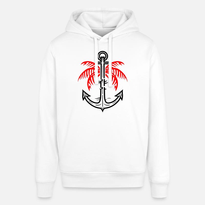 Icône d’ancre de palmier - Sweat à capuche SOUNDER Stanley/Stella Unisexe - blanc