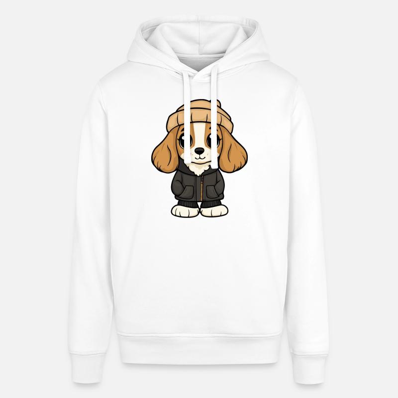 Cocker Spaniel Chien Dessin animé - Sweat à capuche SOUNDER Stanley/Stella Unisexe - blanc