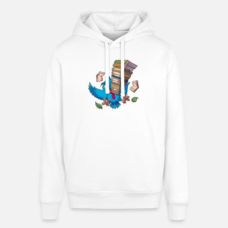 Cartoon Eule mit Bücherstapel - Büchereule - Stanley/Stella Unisex Hoodie SOUNDER - Weiß