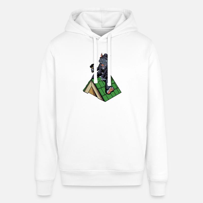 Comic Wolf as a roofer - Stanley/Stella SOUNDER Unisex Hoodie - white