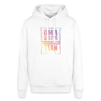 oma und opa team - Stanley/Stella Unisex Hoodie SOUNDER - Weiß - Vorne - Alina (178cm) & Michal (187cm)