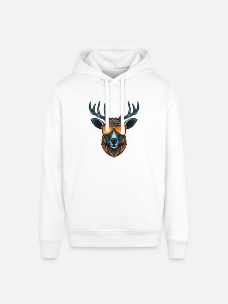 Deer Head Portrait Cool - Stanley/Stella SOUNDER Unisex Hoodie - white