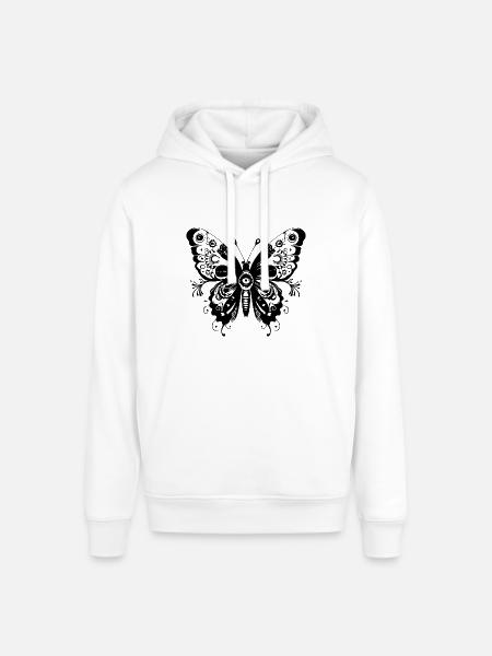 Papillon Mandala Boho - Sweat à capuche SOUNDER Stanley/Stella Unisexe - blanc