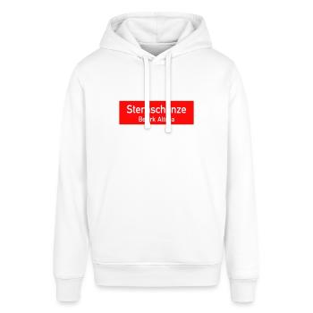 Sternschanze - Hamburg Ortsschild/Bezirksschild - Stanley/Stella Unisex Hoodie SOUNDER - Weiß - Vorne - Alina (178cm) & Michal (187cm)