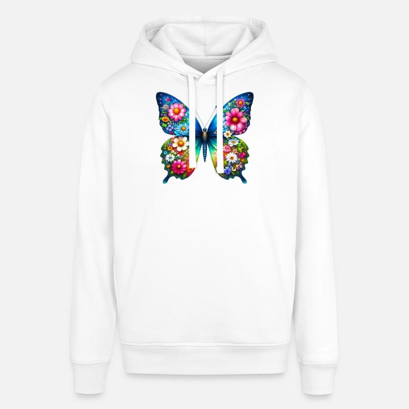 Fleurs de fleurs de papillon - Sweat à capuche SOUNDER Stanley/Stella Unisexe - blanc