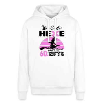 60 Jahre Geburtstag Frau Hexe Süß Süss Jahrestag - Stanley/Stella Unisex Hoodie SOUNDER - Weiß - Vorne - Alina (178cm) & Michal (187cm)