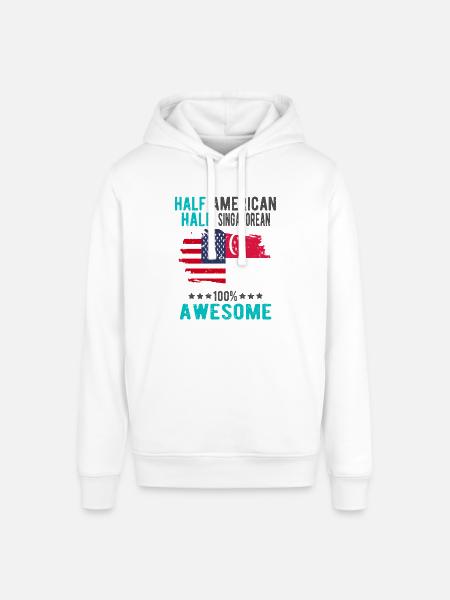 Half American Half Singaporean - Stanley/Stella SOUNDER Unisex Hoodie - white