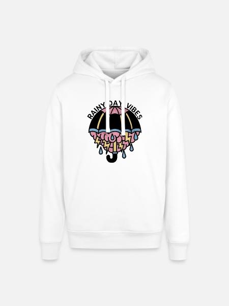 Paraply med Storm Cloud Rainy Day Vibes - Stanley/Stella SOUNDER økologisk unisex-hettegenser - hvit