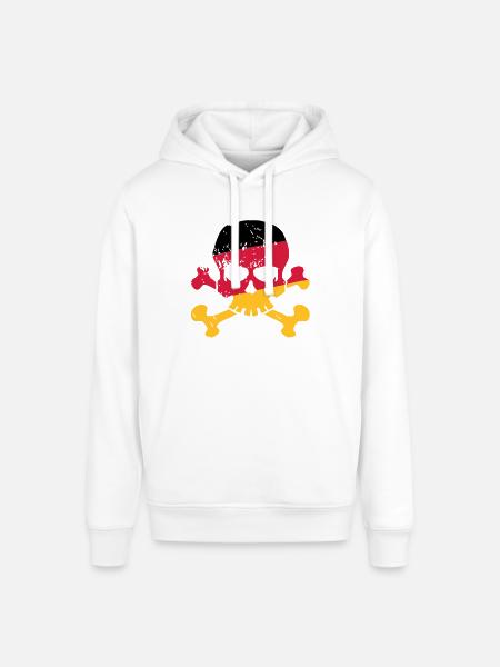 Tysk flag skull - Tyskland - Berlin - fodbold - Stanley/Stella SOUNDER unisex hoodie - hvid