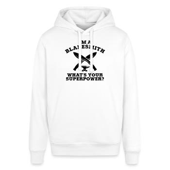 Ich bin ein Klingenschmied, was deine Supermacht ist. B. - Stanley/Stella Unisex Hoodie SOUNDER - Weiß - Vorne - Alina (178cm) & Michal (187cm)