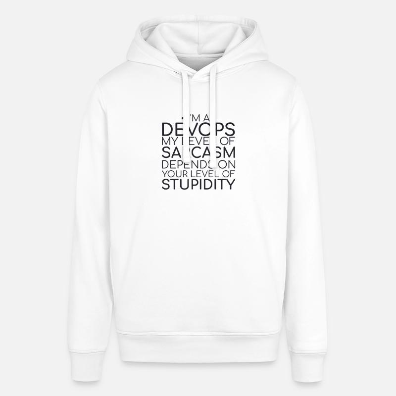 "DevOps Sarcasm | Softwareentwicklung" - Stanley/Stella Unisex Hoodie SOUNDER - Weiß
