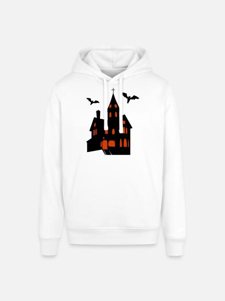 Spooky Castle with Bats Halloween - Stanley/Stella SOUNDER Unisex Hoodie - white