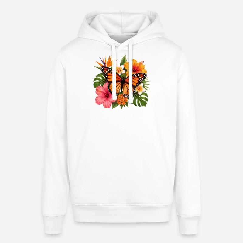 Fleur tropicale du papillon monarque - Sweat à capuche SOUNDER Stanley/Stella Unisexe - blanc