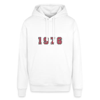 1976 year number - Stanley/Stella SOUNDER Unisex Hoodie - white - Front - Alina (178cm) & Michal (187cm)