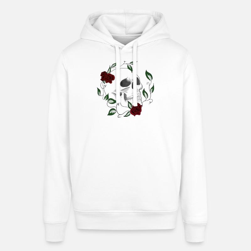 Crâne crâne avec roses X#02 - Sweat à capuche SOUNDER Stanley/Stella Unisexe - blanc