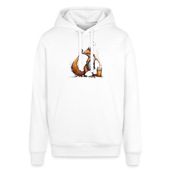 Cooler Fuchs spielt mit Bier - Stanley/Stella Unisex Hoodie SOUNDER - Weiß - Vorne - Alina (178cm) & Michal (187cm)