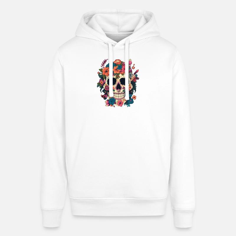 Crâne composé de fleur - Sweat à capuche SOUNDER Stanley/Stella Unisexe - blanc