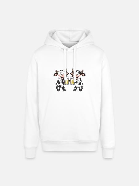 Cow Comic Beer Funny Booze - Stanley/Stella SOUNDER Unisex Hoodie - white