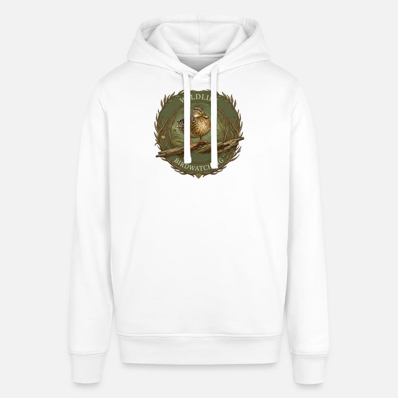 Emblème de la faune d’observation des oiseaux - Sweat à capuche SOUNDER Stanley/Stella Unisexe - blanc