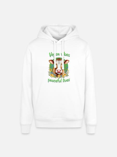Vegan vibes peaceful lives - Stanley/Stella SOUNDER Unisex Hoodie - white